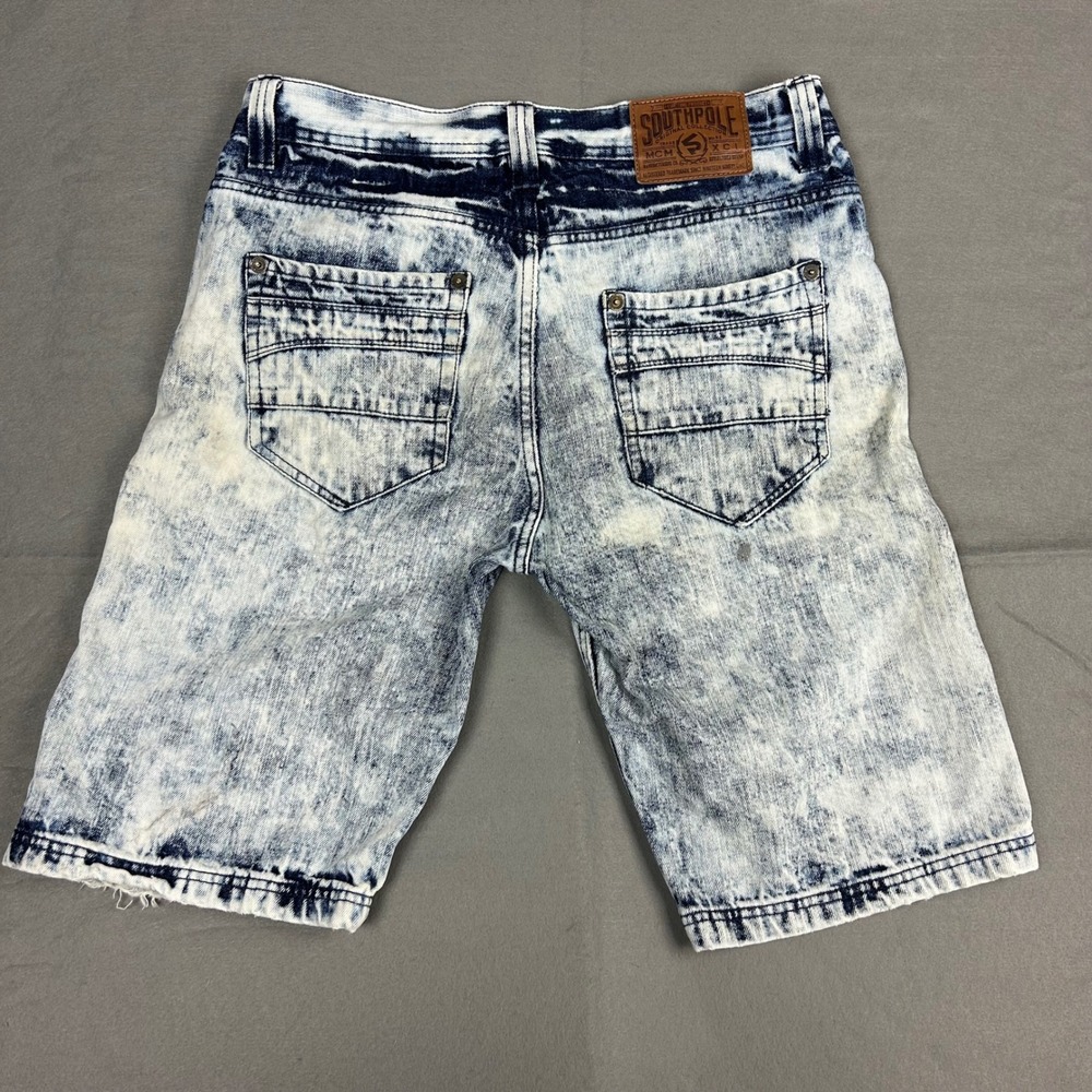 Vintage Y2k Southpole Denim Shorts Acid Wash Distressed Mens 34 Blue - Picture 11 of 14